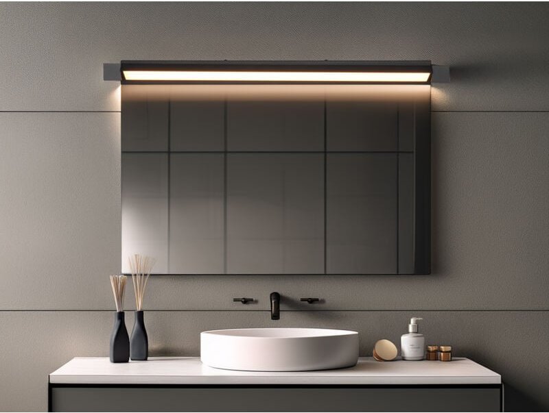 Dimmbare led Bad Spiegelleuchte fabrizio schwenkbar, Schwarz Breite 80cm