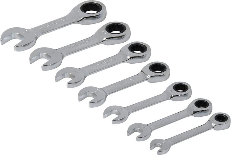 Kurze Ratschenschlüssel 8–19 mm Set 7-tlg.