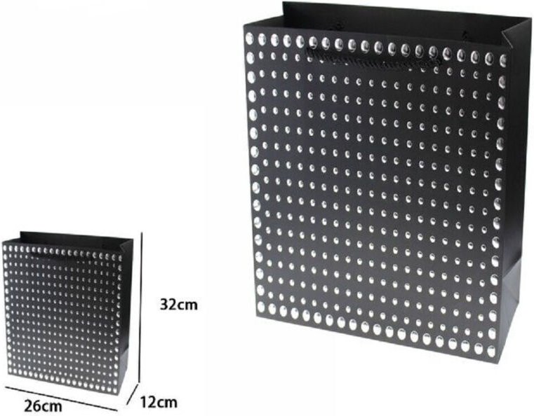 Trade Shop Traesio - Trade Shop - set aus 3 schwarzen shopper-geschenktüten mit nieten und kordelgriffen 32X26X10CM 6995...