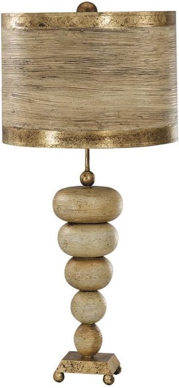 Tischlampe Designleuchte Beistelllampe Wohnzimmerleuchte Stahl Blattgold H 79 cm