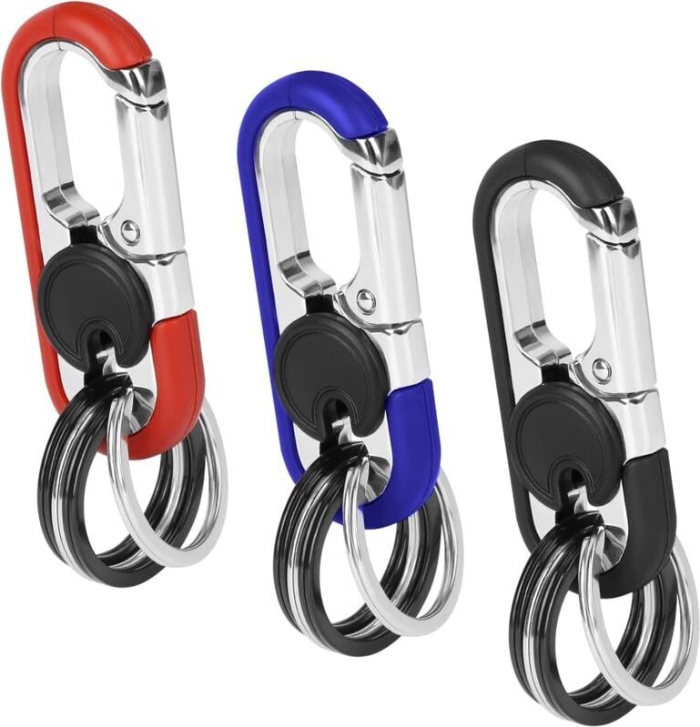 Set mit 3 Schlüsselring-Karabinern, Autoschlüssel-Karabiner, Mini-Outdoor-Werkzeug, Schlüsselring-Karabiner aus Edelstah...