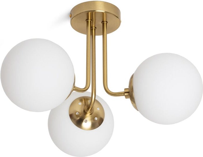 Efectoled - Deckenleuchte Metall und Glas Moonlight Brass 3 Strahler Weiß