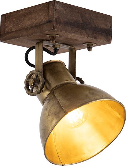 Industriedeckenstrahler Bronze mit Holz 18 cm - Mangos