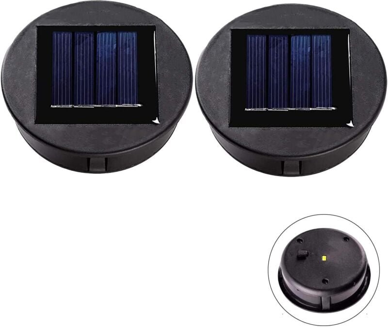 2 Stück Ersatzaufsatz für Solarlaterne, Solarpanel mit LED-Lampe für Gartendekoration