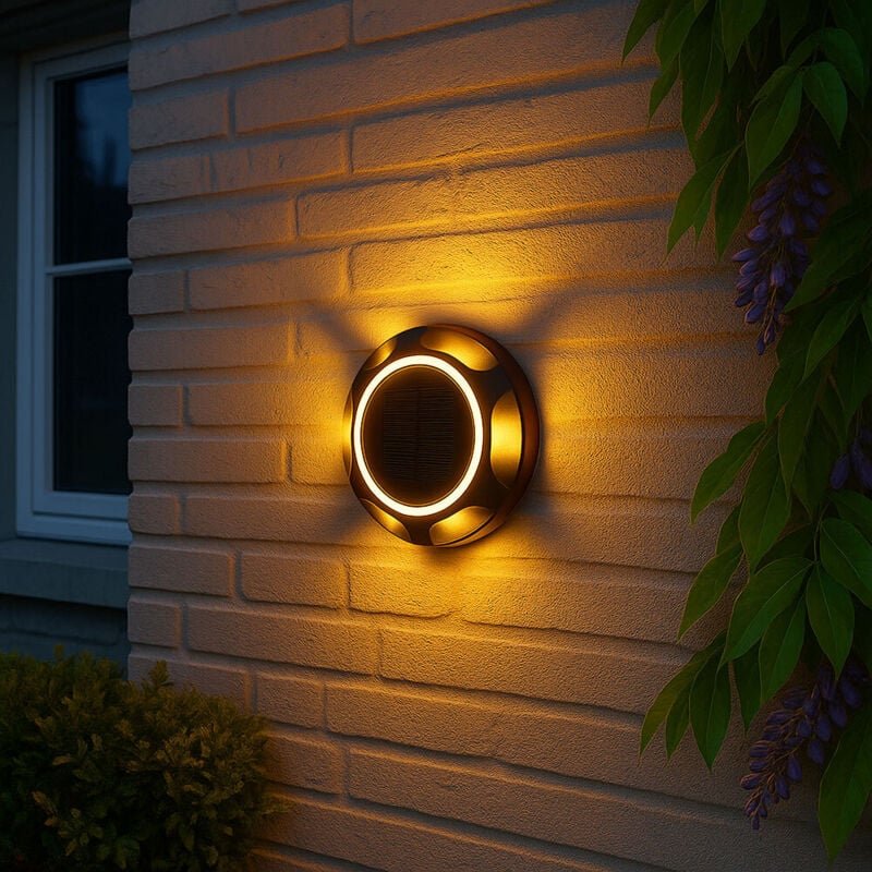 Solarlampe schwarz Außenleuchte Wandlampe Gartenlampe Stecklampe Akku Hauswand wetterfest, Alu Kunststoff, 1x led 3000K,...