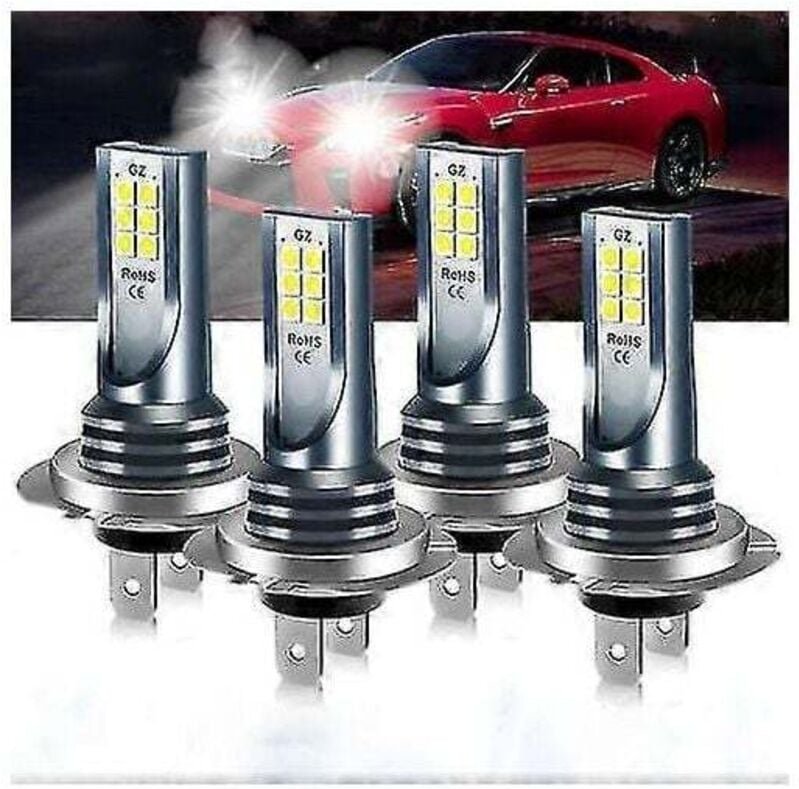 Alovez - Ampoules de phares à led H7 feux de route et feux de croisement 220w 60000lm super lumineuses 6000k blanc 4pcs