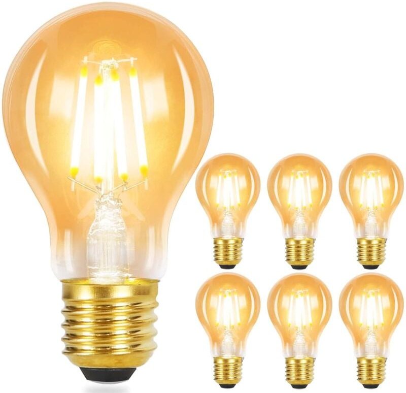 Thumbnail - Gbly - Los mit 6 led Glühbirne E27 Lampe Vintage Warmweiß Filament Leuchtmittel Retro Edison Glühlampe Birne A60 Energie...
