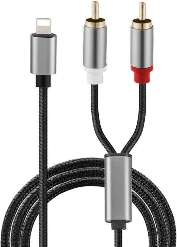 RCA-Audio-Aux-Kabel, Lightning-auf-2-RCA-Stecker-Adapter, 1 m, kompatibel mit iPhone 14, 13 Pro Max, 13 Mini, 12, 12 Pro...