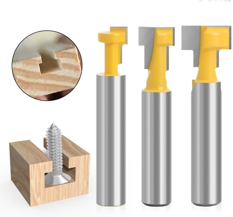 T-Nutfräser-Set mit 8 mm Schaft, 3-teilig, T-Nutfräser, Holzbearbeitungswerkzeug, Schneidklinge
