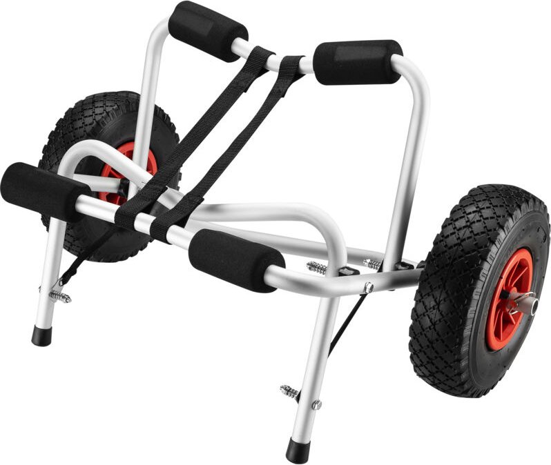 Wiltec faltbarer Alu Kanuwagen bis 68 kg, Transportwagen für Boote, Kanus und Kajaks, Surfwagen mit Polstern und Gurtbän...