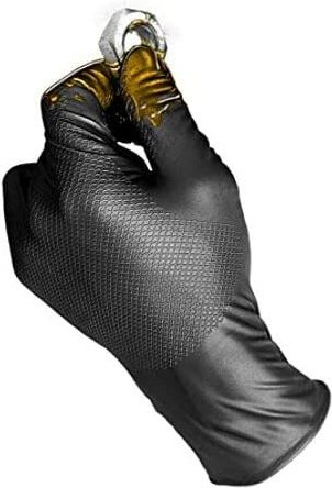 Juba - Schachtel mit 50 Einmalhandschuhen aus schwarzem Nitril, puderfrei, Größe 10