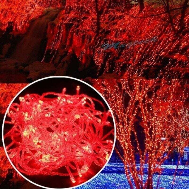 50 m 400 LED-Lichterkette für Karneval, Hochzeit, Außen- und Innenbeleuchtung für den Garten (rot)