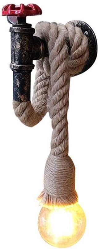 Wandlampe Seil Retro E27 Hanfseillampe mit 80cm HanfSeil-Hängendes Licht für Küche Haus Cafe Bar Lager Bauernhof (ohne L...