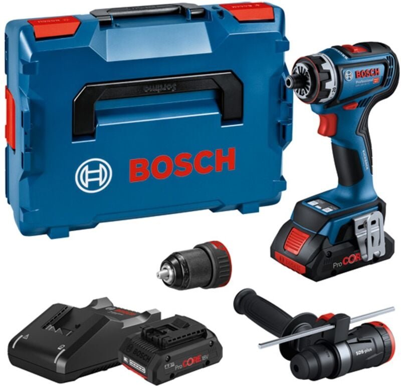 Bosch Akku-Bohrschrauber gsr 18V-90 fc, incl. 2x Akku ProCORE 4 Ah, Schnellladegerät, Zubehör, l-boxx