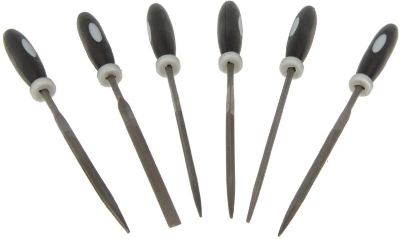 MASTERPROOF PROFESSIONAL Schlüsselfeilen-Satz, 6-teilig - Flach / Halbrund / Rund / Dreikant / Vierkant, 150 mm, 24106