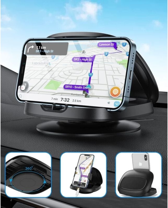 Thumbnail - Handyhalterung Auto, 360° Drehbar Handy Halterung Auto, Armaturenbrett Auto Handyhalterung Mit Klebesockel, KFZ Handyhal...