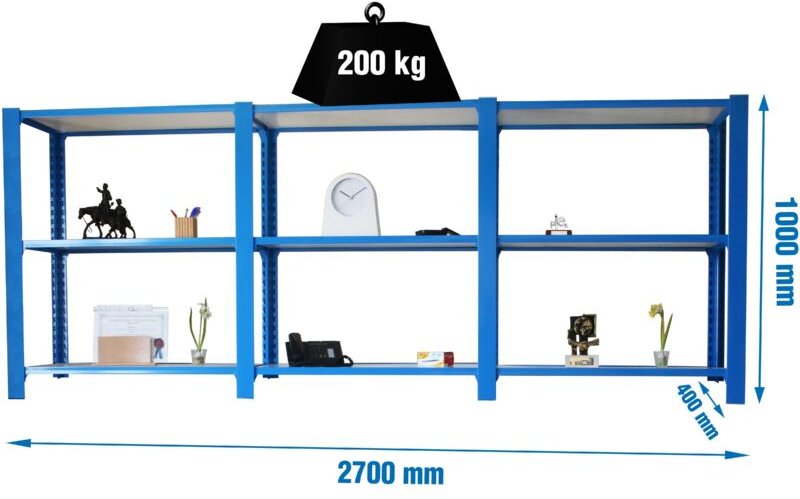 Simonrack Set aus blauen und weißen Regalen