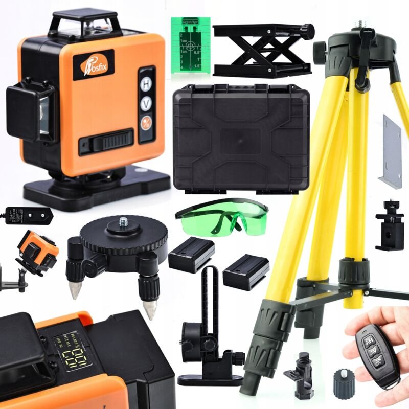 Rosfix ROT16L-L – Kreuzlinienlaser 16 Linien 360° 3D Level, IP54, 532nm grün, ±3° Selbstnivellierend, Neigungsfunktion B...