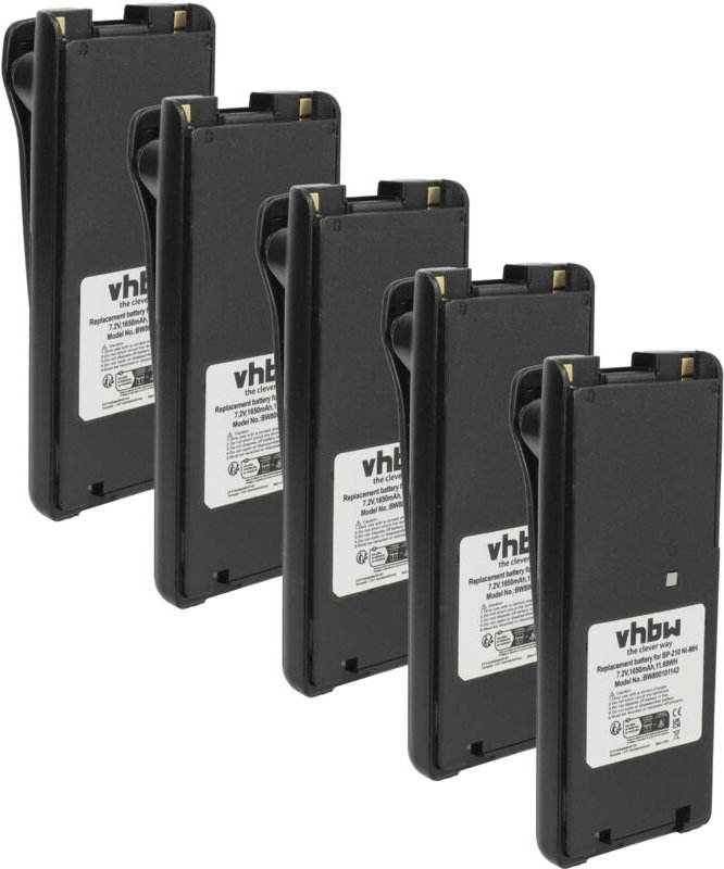 Thumbnail - vhbw 5x Akku kompatibel mit Icom IC-F4GS, IC-F4GT, IC-F41GT, IC-U82, IC-V8 Funkgerät, Walkie Talkie (1650 mAh, 7,2 V, Ni...