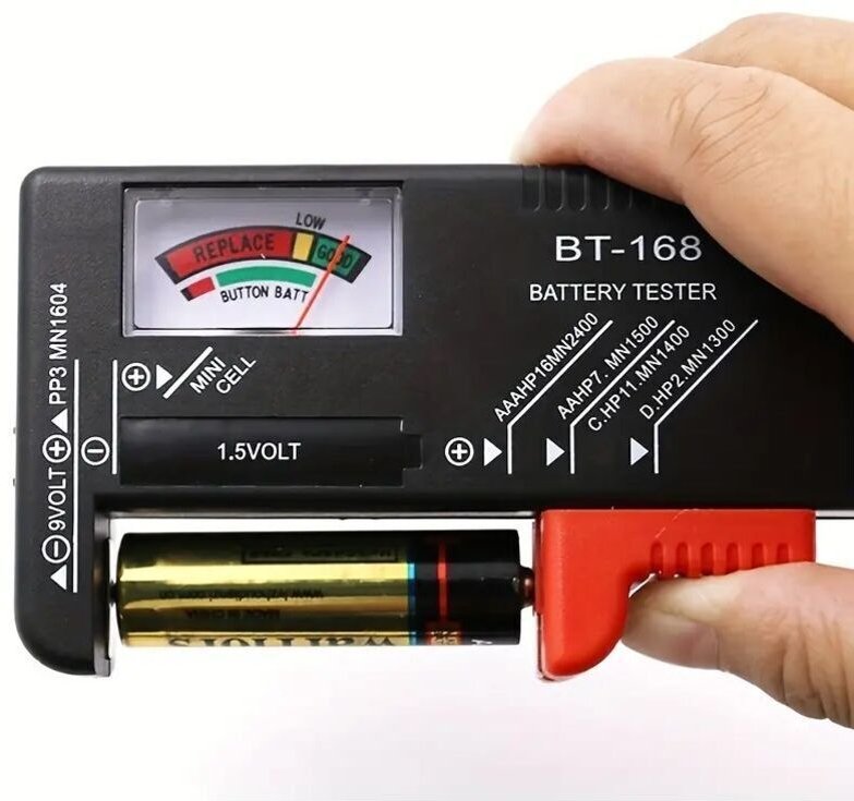 AA/AAA/C/D/9V/1,5V Batterien, Universal-Knopfzelle, farbcodiert, Anzeige, Spannungsprüfer
