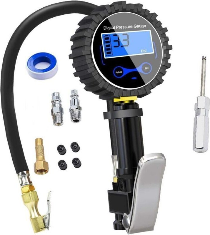 Vtizikl Numérique Manomètre Pneu 250 PSI,Haute Précis Digital Jauge de Pression de Pneus avec Pistolet Gonflage pour La ...