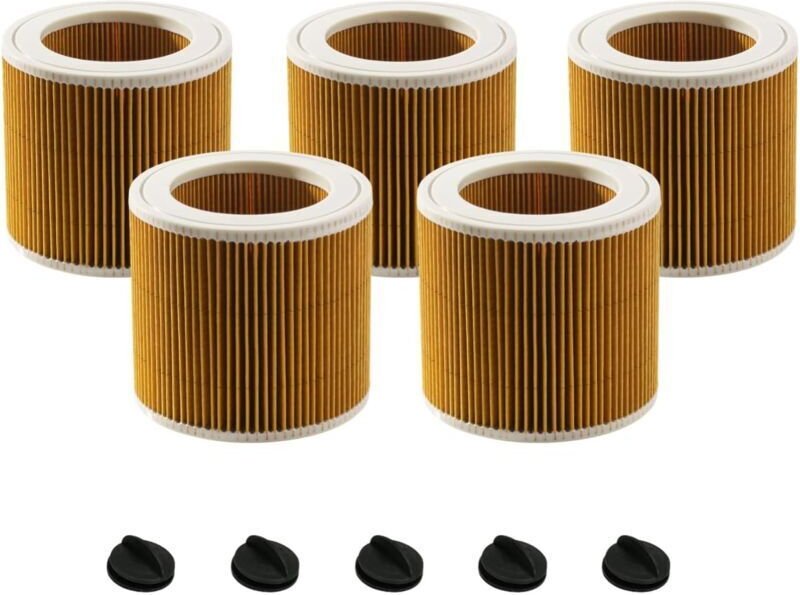 Set mit 5 Patronenfiltern, kompatibel mit Kärcher WD3 Premium, WD2, WD 3 P, MV2 und MV3 Staubsaugern – Alternative zum O...