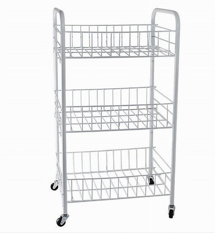 Trade Shop Traesio - Trade Shop - Badezimmerwagen aus Metall, 3 Regale mit Rädern, 52531 -