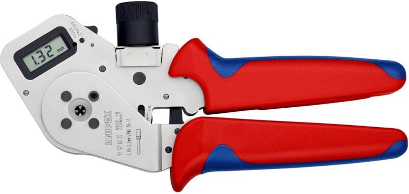 Knipex - 97 52 63 dg Vierdornpresszange für gedrehte Kontakte mit Mehrkomponenten-Hüllen verchromt 195 mm