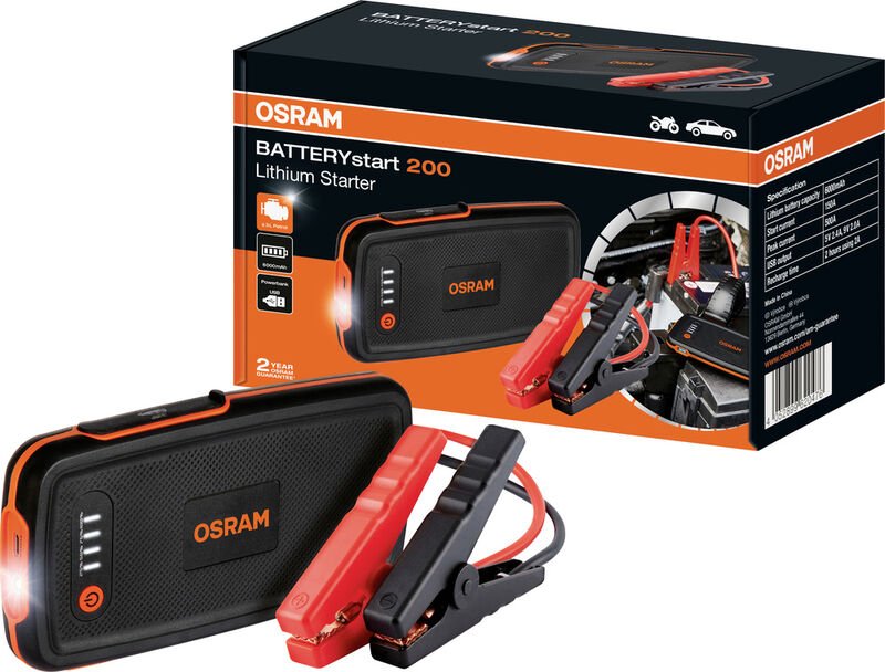 Osram - Automotive Schnellstartsystem BATTERYstart 200 OBSL200 Starthilfestrom (12 V)=150 a USB-Steck