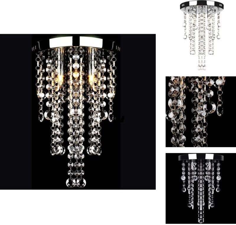 Thumbnail - Kronleuchter - Hängelampe edle Deckenlampe mit transparenten Kristallperlen - Weiß