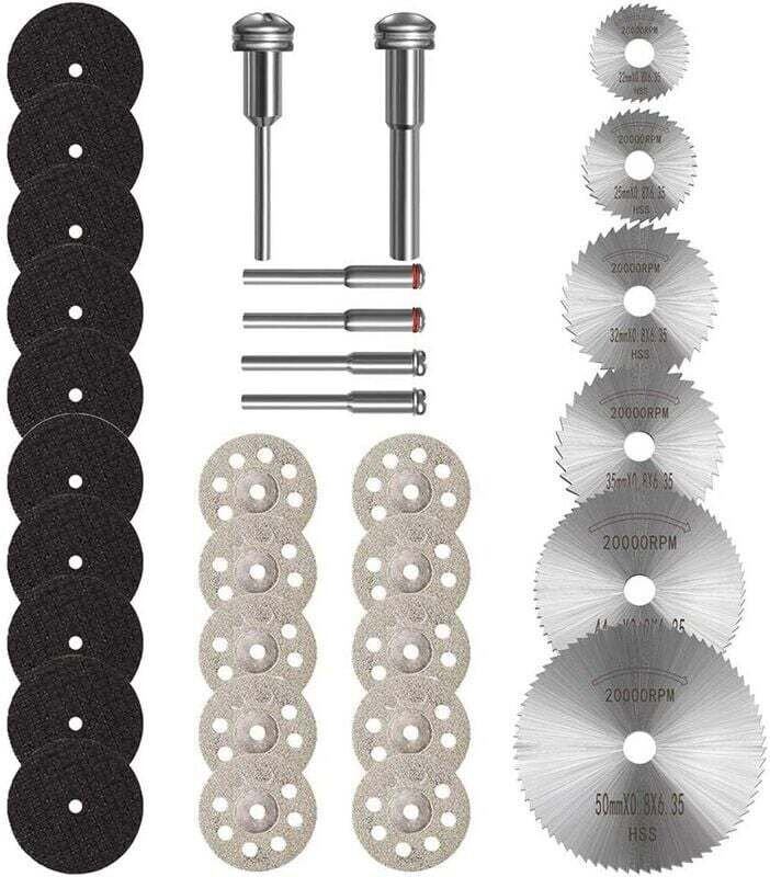 Trennscheiben für Dremel, Zubehör für Rotationswerkzeuge Mini-Diamanttrennscheibe mit 1/8-Zoll-Schaft und HSS-Kreissägeb...