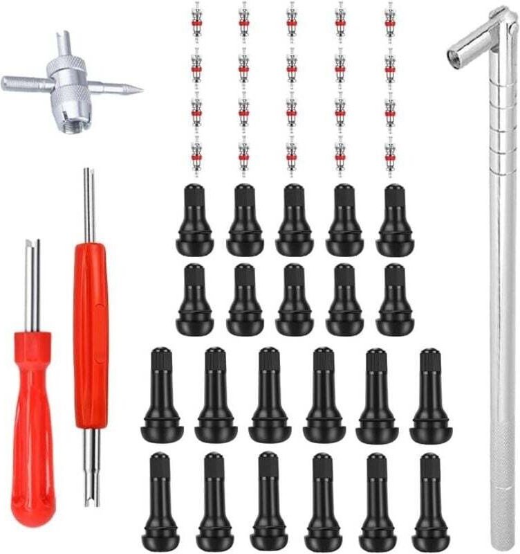 Outils de dépose et de pose des soupapes : 10 soupapes courtes en caoutchouc TR412, 6 soupapes courtes en caoutchouc TR4...