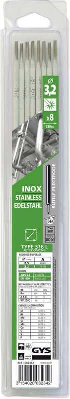 GYS - Edelstahl Schweißelektroden 8 St. (ø x l) 3.2 mm x 350 mm 70 - 100 a