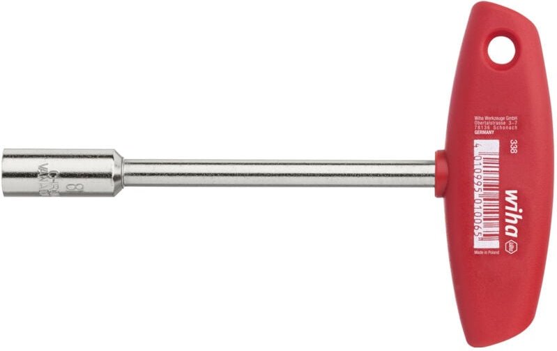 Wiha - Steckschlüssel mit Quergriff Innenvierkant glanzvernickelt 8 mm (01006)