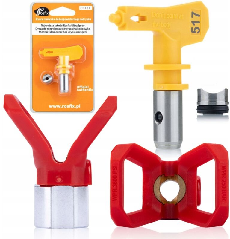 Rosfix Set Ultra Spray 517 – Sprühdüse mit Düsenschutz für Farbspritzgerät 7/8" Gewinde 30 cm Sprühbreite Für Acryl- & L...