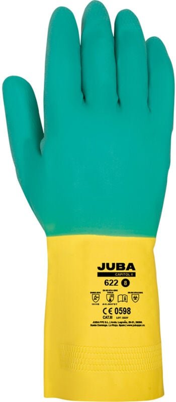 Zweifarbiger Latex-Arbeitshandschuh Größe 10 Juba