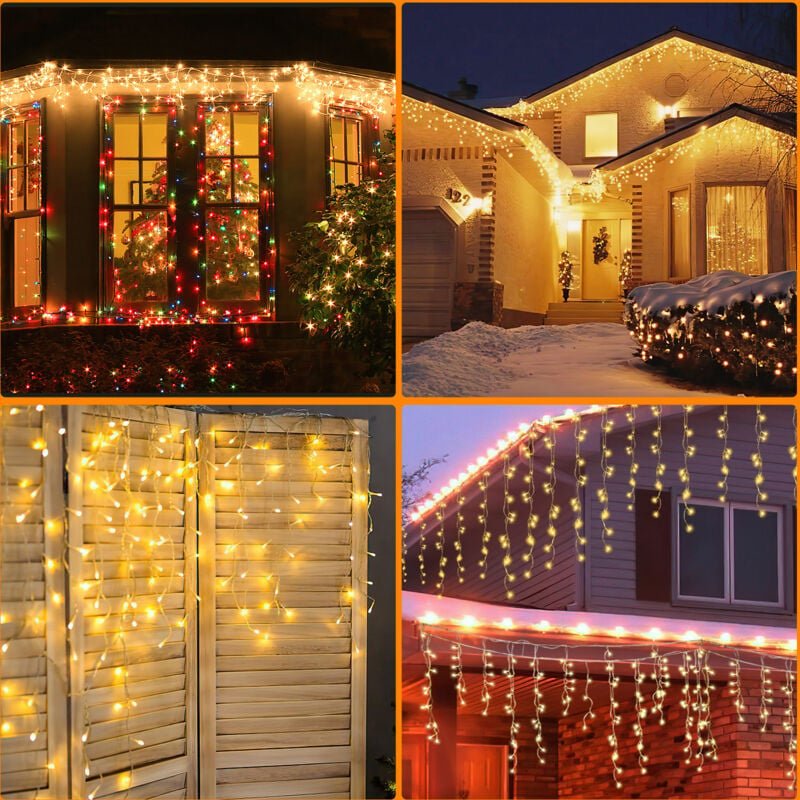 Thumbnail - 15m led Eisregen Lichterkette Außen Innen 400 LEDs Deko led Eiszapfen 8 Modi mit Stecker Weihnachten Party Garten IP44 W...