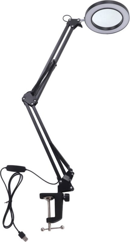 LED-Klemmleuchte mit 5-facher Lupe, einstellbare Helligkeit, Werkbanklampe für industrielle Reparaturen