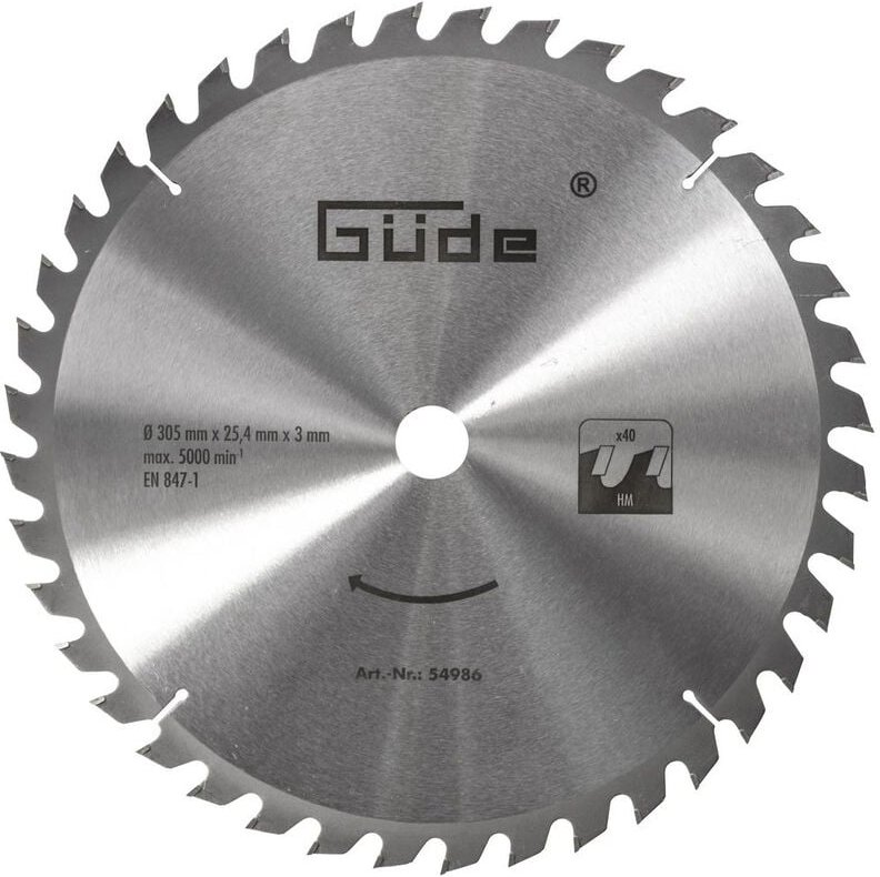 Thumbnail - Güde - Holzsägeblatt hm 305x25,4mm 40 Zähne Sägeblatt Kappsäge Holz Sägeblatt