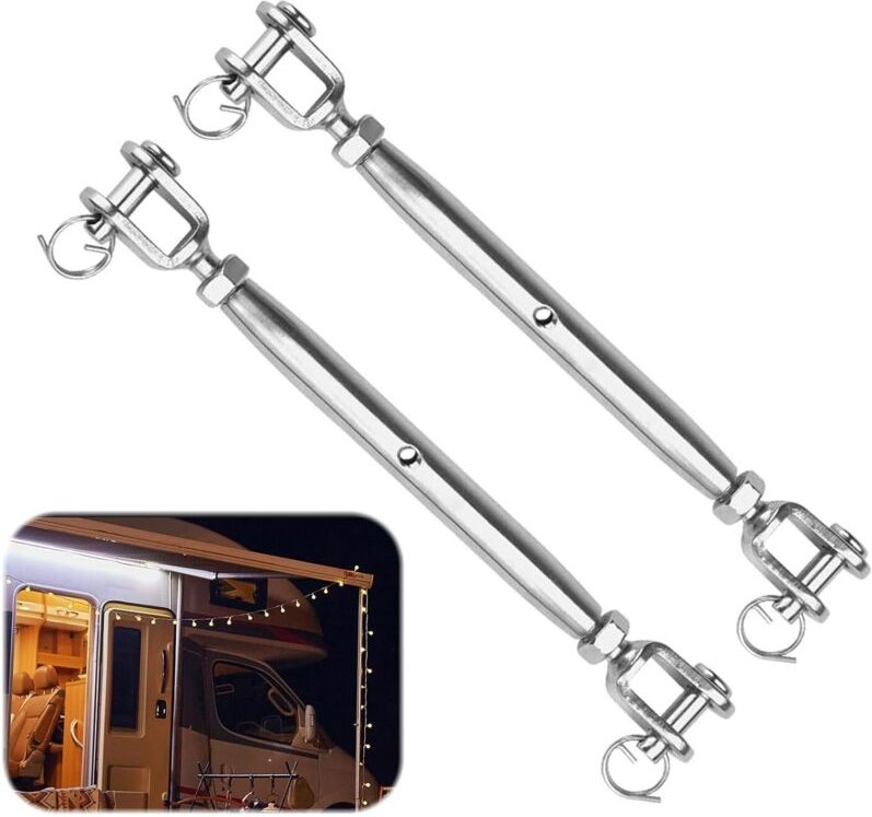 2 Edelstahl-Spannschlosskabel M6 mit Gabel, für Segelboote, Markisen und Wäscheleinen