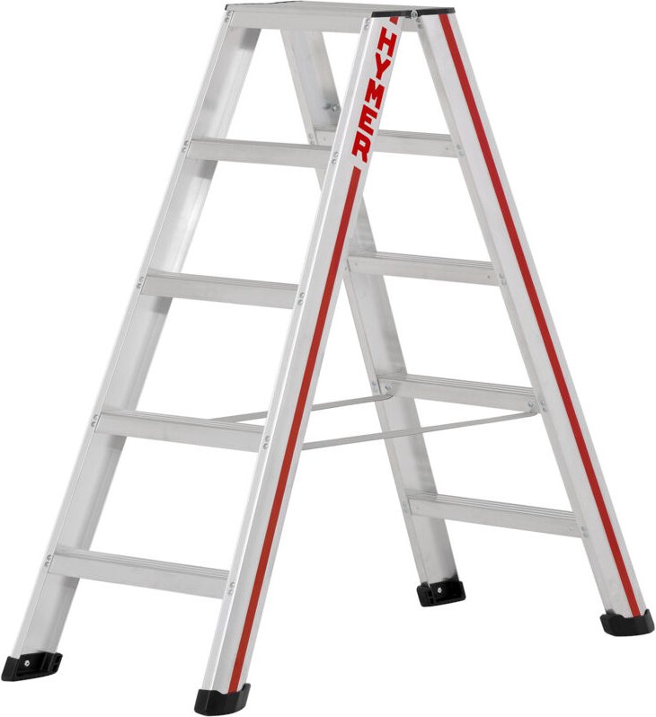 Stufenstehleiter beidseitig, Stufenzahl 2×5, Standhöhe max. 0,67 m - Hymer