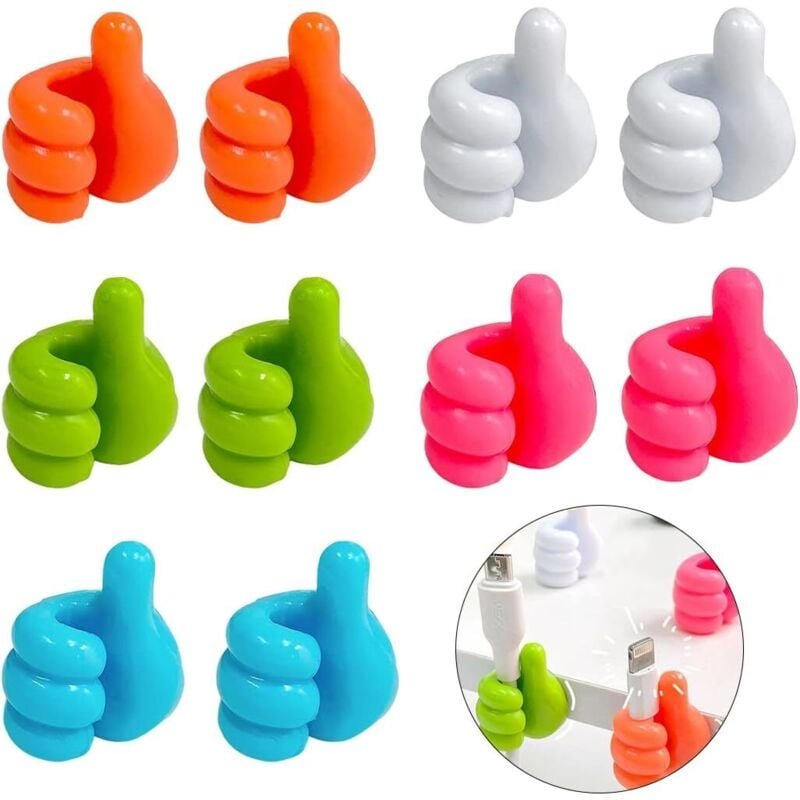 Ahlsen - 10 Stück kreative Daumen-Wandhaken aus Silikon, multifunktionale Wandhaken, kleine selbstklebende Daumen-Kabelc...