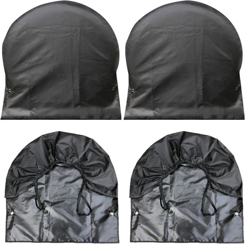 BEBUSINGOTO Set mit 4 schwarzen Outdoor-Reifenabdeckungen, wasserdicht, UV-beständig, schnee-, sonnen- und regenbeständi...
