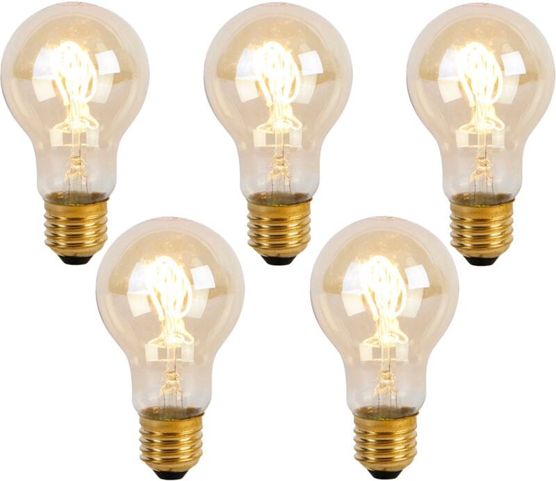 5er Set E27 LED Spiral Filament Glühbirnen A60 Goldline 2W 150lm 2200K
