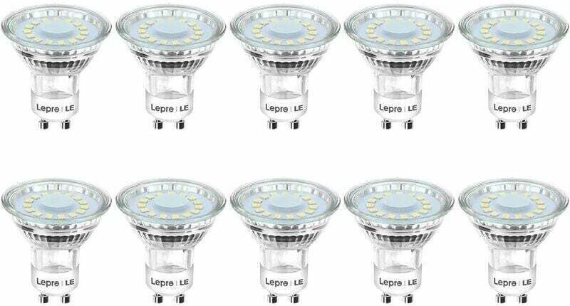 4-W-GU10-LED-Lampen, entspricht 50-W-Halogenlampen, 5000 k kaltweiße Beleuchtung, 325 lm Helligkeit mit einem breiten Ab...