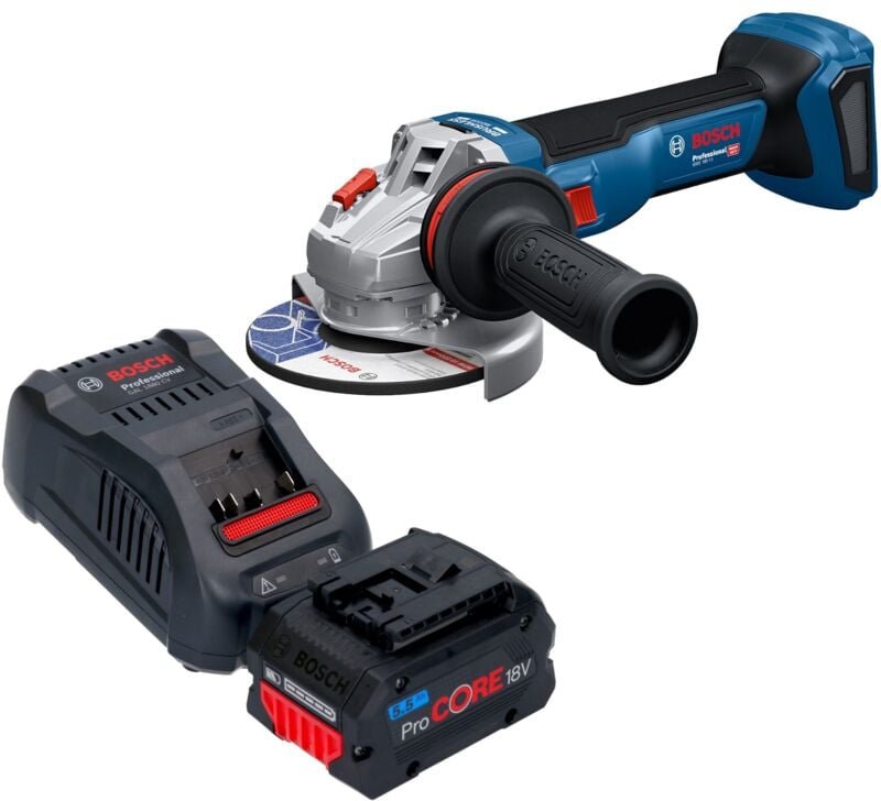 Bosch GWS 18V-11 Professional Akku Winkelschleifer 18 V 125 mm + 1x ProCORE Akku 5,5 Ah + Ladegerät