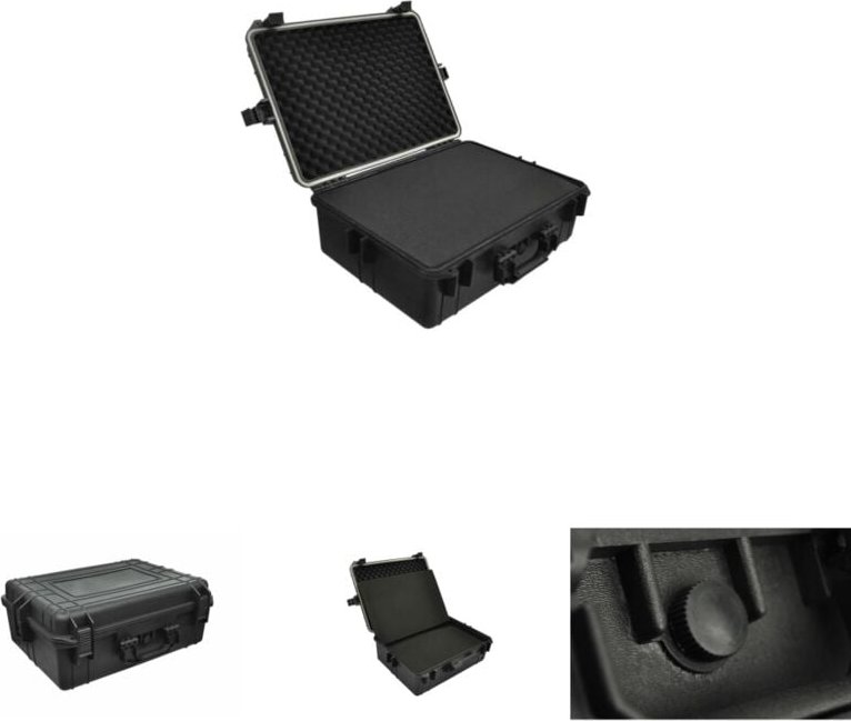 The Living Store Transportkoffer Schwarz mit Schaumstoff 35 L Fassungsvermögen - Werkzeugkästen