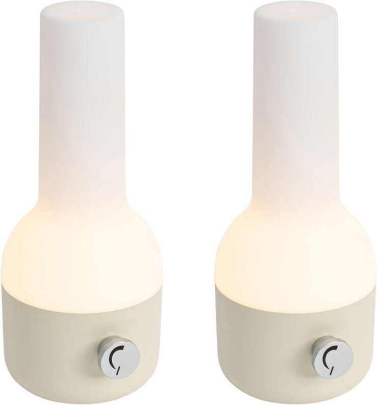 Set mit 2 Outdoor-Tischleuchten Beige mit Weiß inkl. wiederaufladbarem led - Haard