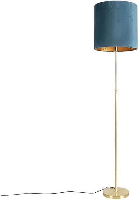 Thumbnail - Stehleuchte Gold / Messing mit Veloursschirm blau 40/40 cm - Parte