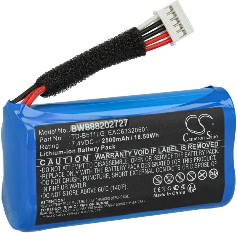 vhbw Akku kompatibel mit LG Xboom Go PK7 Lautsprecher Boxen Speaker (2500 mAh, 7,4 V, Li-Ion)